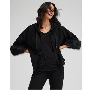 Chico's Zenergy Luxe Cashmere Blend Faux Fur Sweater Jacket